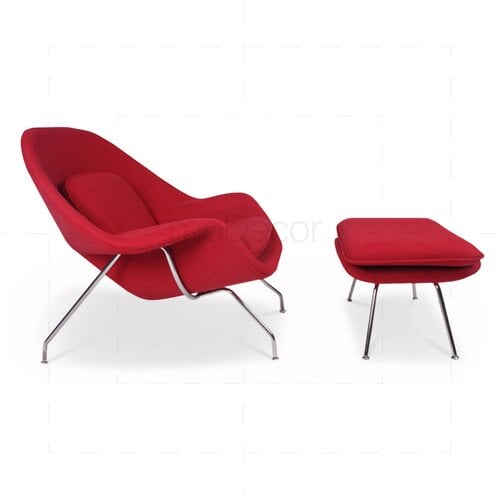 Womb Chair mit Ottomane in Rot