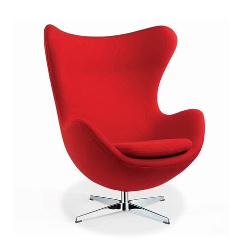 Egg Chair mit rotem Cashmere