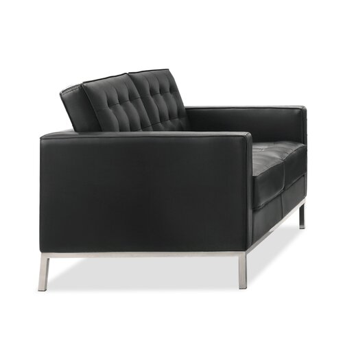 Florence Sofa Zweisitzer mit schwarzem Leder