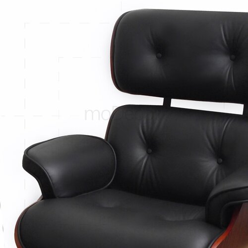 Eames Lounge Chair und Ottomane - Schwarz mit Kirschholz
