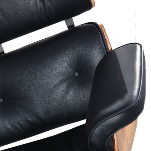 Lounge Sessel und Ottomane - Schwarz mit Eichenholz