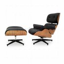 Eames Lounge Chair und Ottomane - Schwarz mit Eichenholz