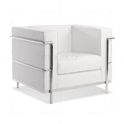 Le Corbusier LC2 Sessel mit wei�em Leder