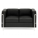 Le Corbusier LC2 Sofa Zweisitzer mit schwarzem Leder