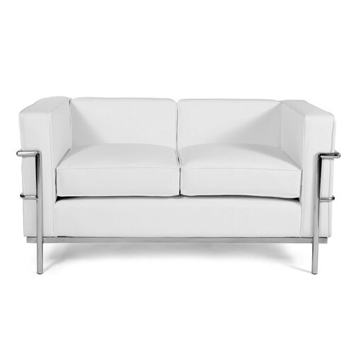 LC6 Sofa Zweisitzer mit weißem Leder