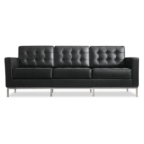 Florence Knoll Petite Dreisitzer mit schwarzem Leder