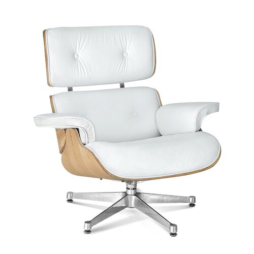 Eames Lounge Chair - Wei� mit Eichenholz