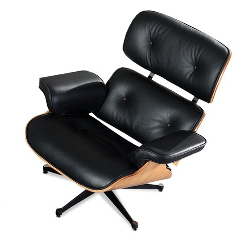 Lounge Sessel - Schwarz mit Eichenholz