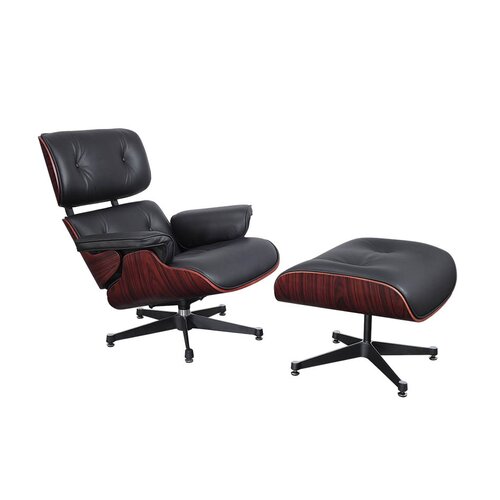 Eames Lounge Chair und Ottomane neue Ma�e - Schwarz mit...