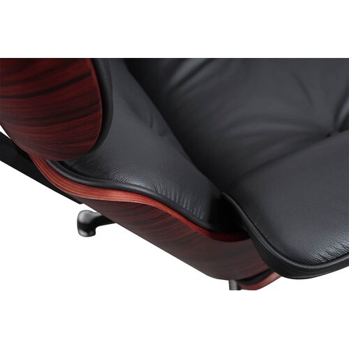 Lounge Sessel und Ottomane neue Maße - Schwarz mit Rosenholz