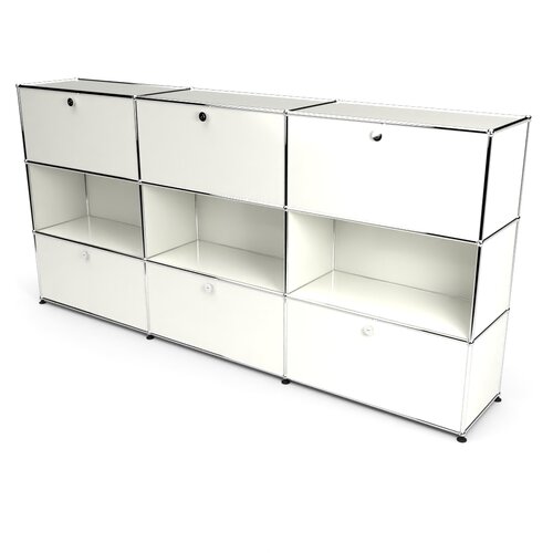 Highboard 3x3 mit 3 Klappt�ren  und 3 Schubladen, Weiss