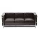 Le Corbusier LC2 Sofa Dreisitzer mit dunkelbraunem Leder