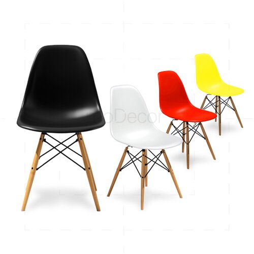 Eames DSW Stuhl in Schwarz mit wei�em Holz