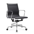 Bürostuhl E117 mit geripptem schwarzem Leder