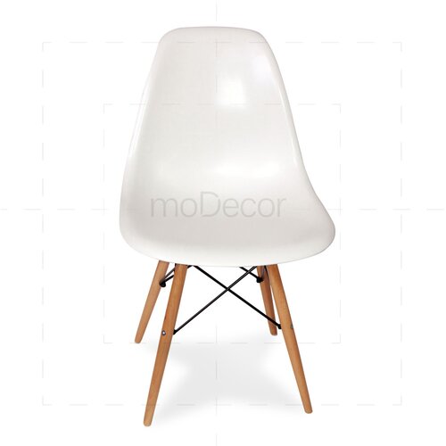 2er Set CED Stuhl in Weiß mit Holzbeinen
