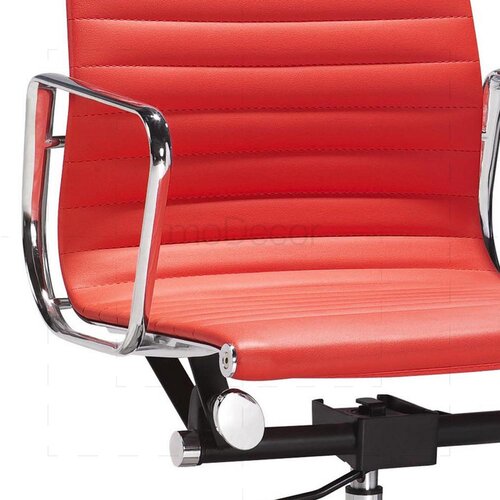 Halbhoher Eames Office Chair EA117 mit geripptem, rotem Leder
