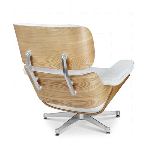 Lounge Sessel und Ottomane Charly XXL neue Maße - Weiß mit Eichenholz