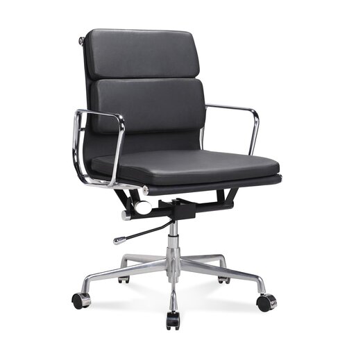 Halbhoher Eames Office Chair mit weichem Polster in Schwarz